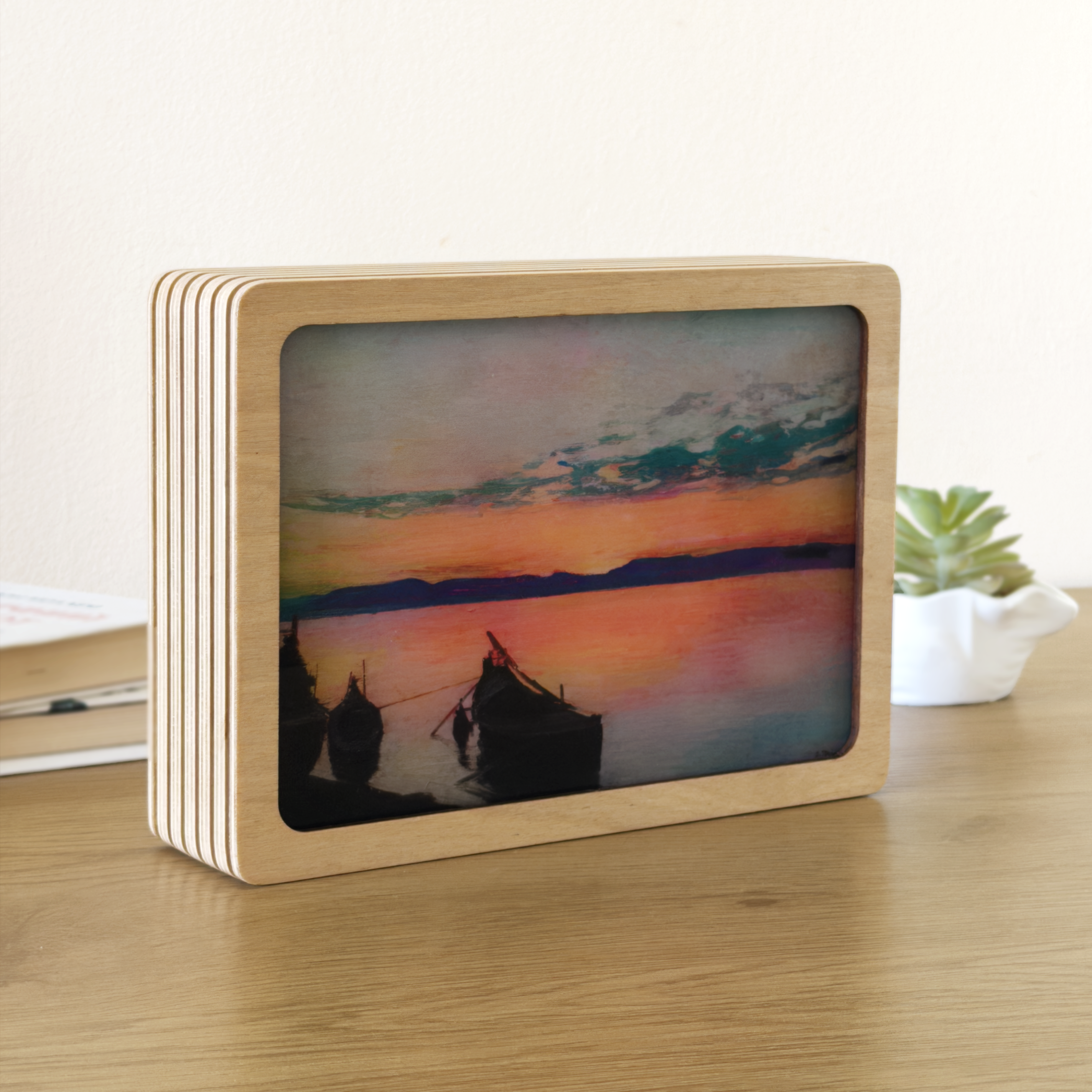 Art Lamp "Sunset. Boats on the Shore. Ivan Trush"