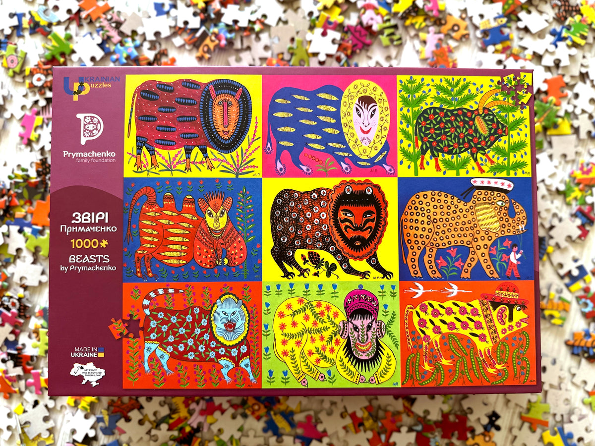 Cardboard jigsaw puzzle "Beasts by Prymachenko" 1000 pieces