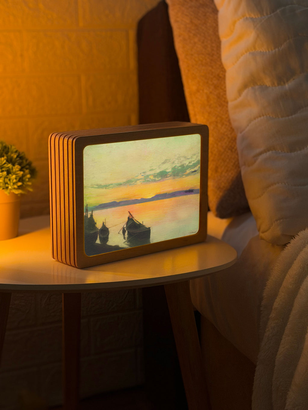 Art Lamp "Sunset. Boats on the Shore. Ivan Trush"